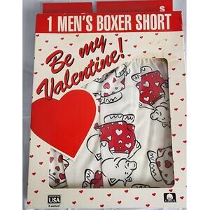 Vintage 90's "Be My Valentine" Pig Boxer Shorts S NWT Made in USA
